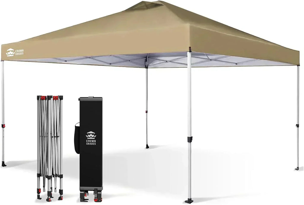 10x10 Pop-Up Awning One-Click Installation Beach Tent Outdoor Sunshade Silver Coated Top