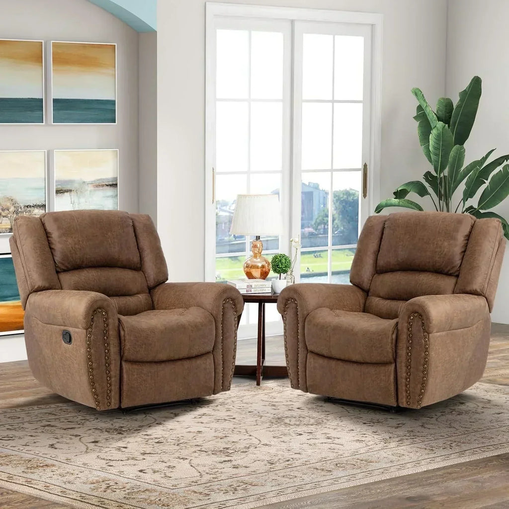 Leather recliner classic traditional manual recliner single sofa for living room