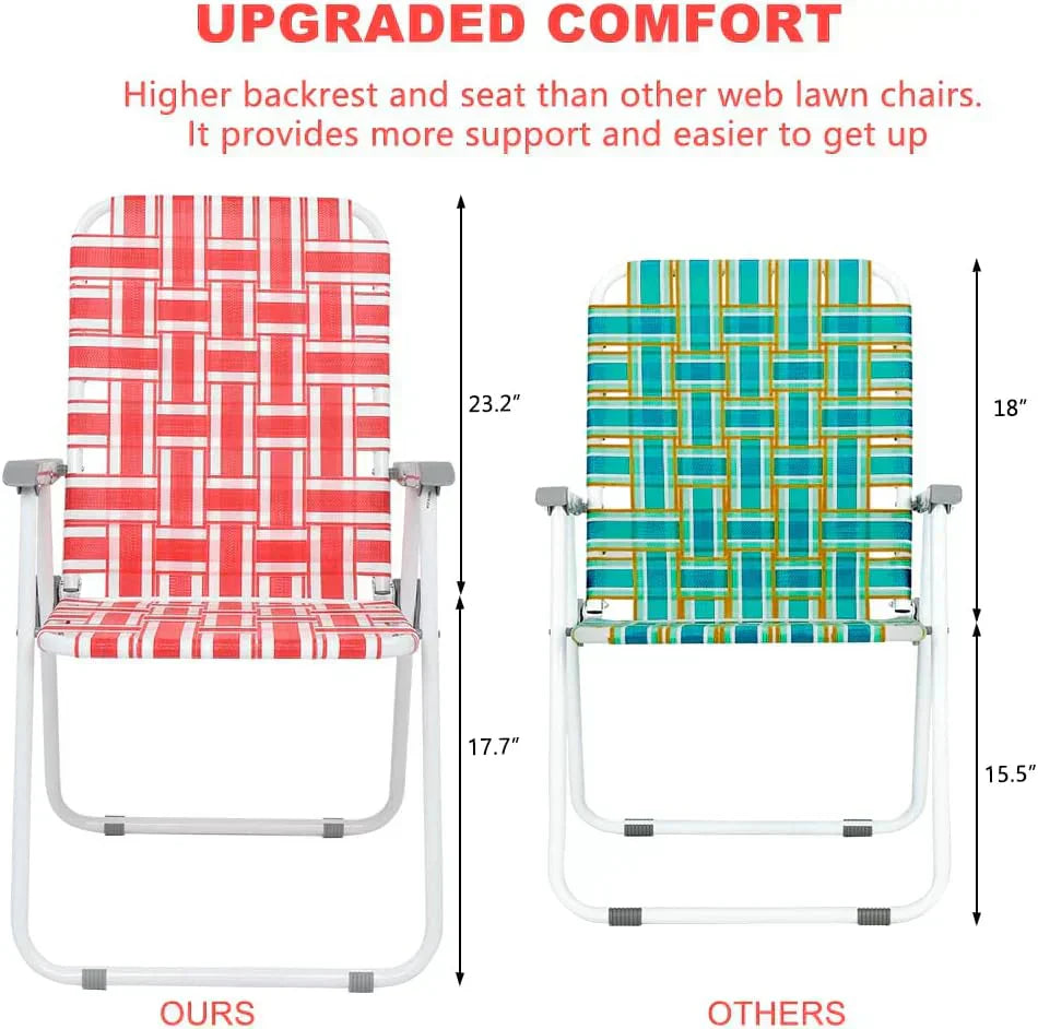 VINGLI Patio Lawn Webbed Folding Chairs Set of 2 Outdoor Beach Portable Lawn Chair