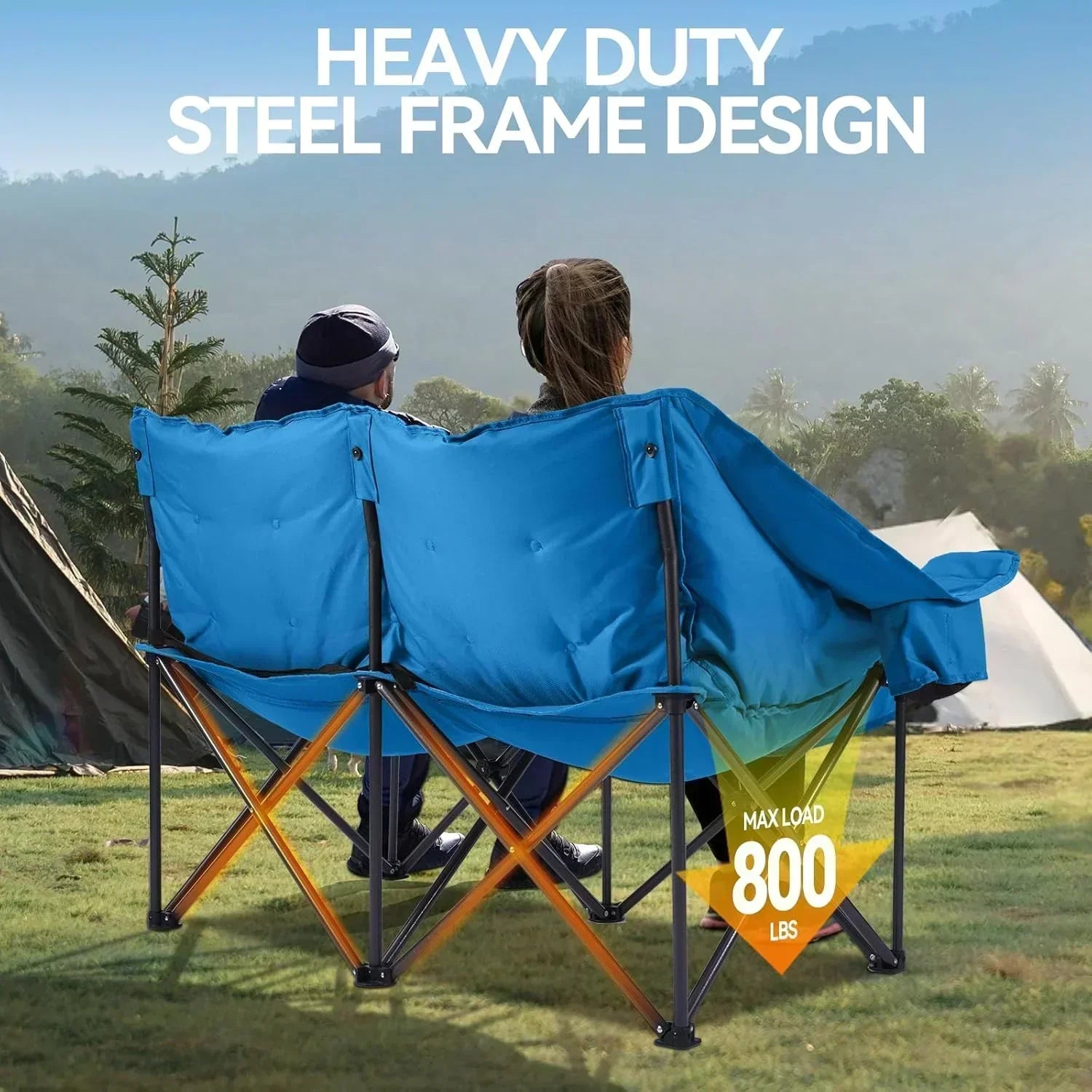Camping Chair Upholstered Loveseat Heavy Duty Extra Large Camping Sofa Folding Sofa