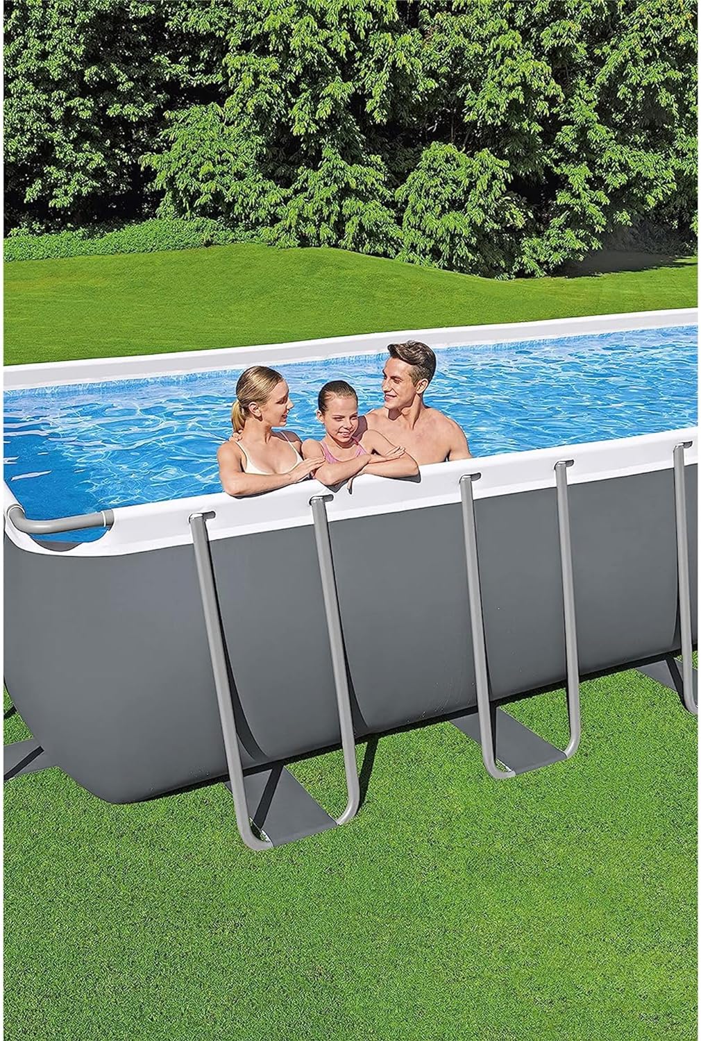 Power Steel 14' x 8'2 x 39.5 Oval Above Ground Pool Set | Includes 530gal Filter Pump, Ladder, ChemConnect Dispener