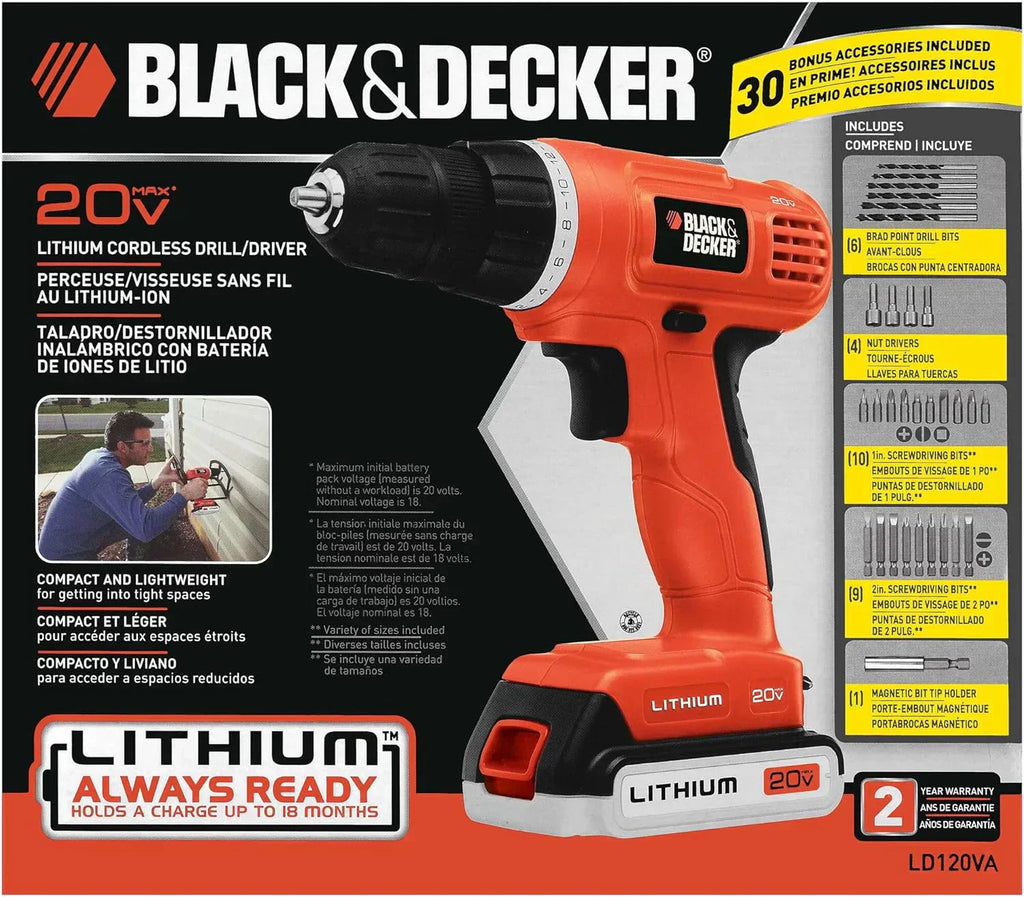 BLACK+DECKER 20V MAX POWERCONNECT Power Drill Cordless Drill Driver Electric Screwdriver