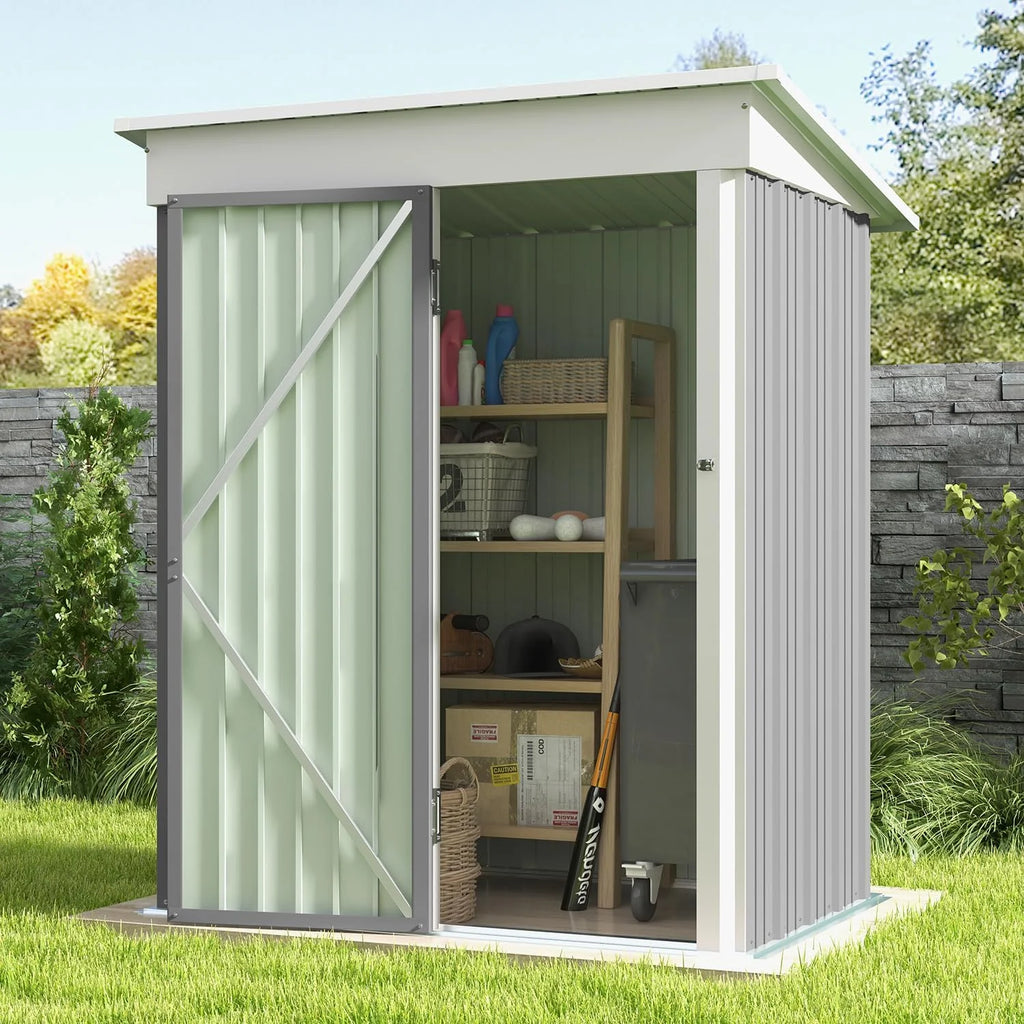 Patiowell 5x3 FT Outdoor Storage Shed Tool Shed with Sloping Roof and Lockable Door Metal Shed
