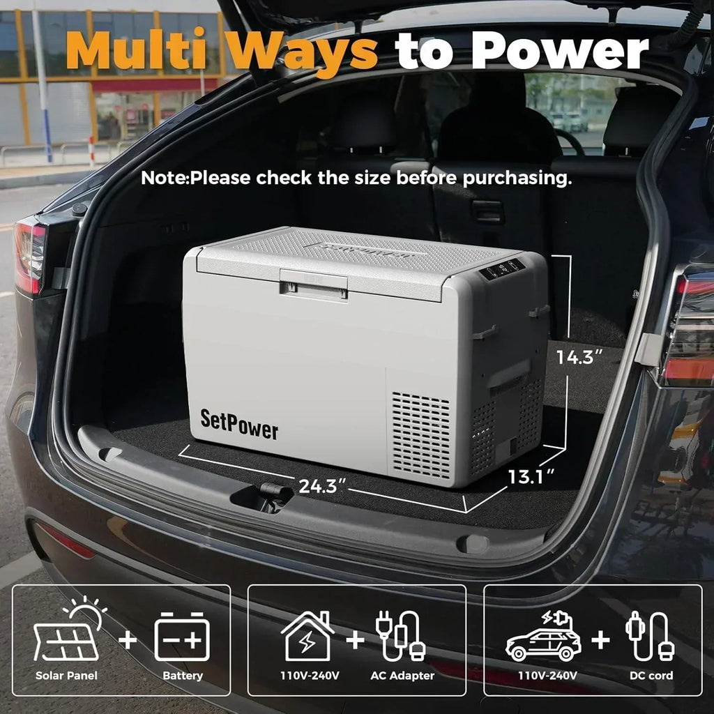 12V Refrigerator 21 Quart Portable Freezer 50 Hours Keep Cool Electric Cooler Car Refrigerator