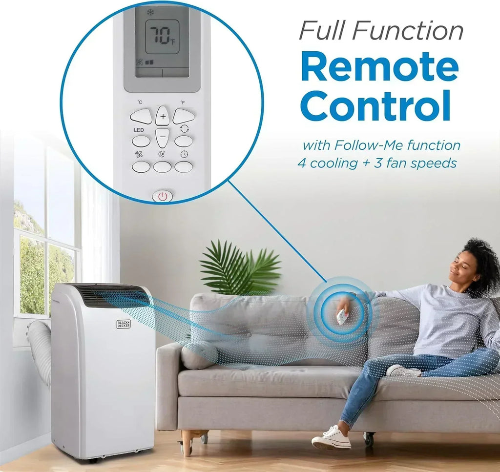 BLACK+DECKER 10,000 BTU Portable Air Conditioner for Rooms up to 450 Sq with Remote Control