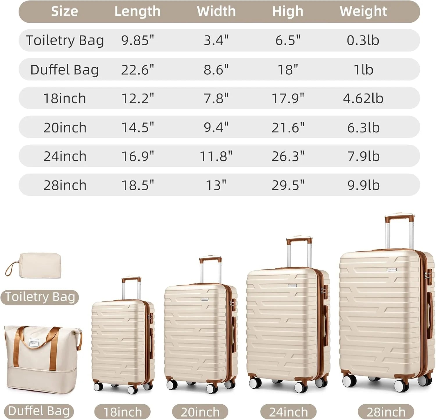 Luggage 6-piece hardshell expandable suitcase lightweight travel carry-on luggage set