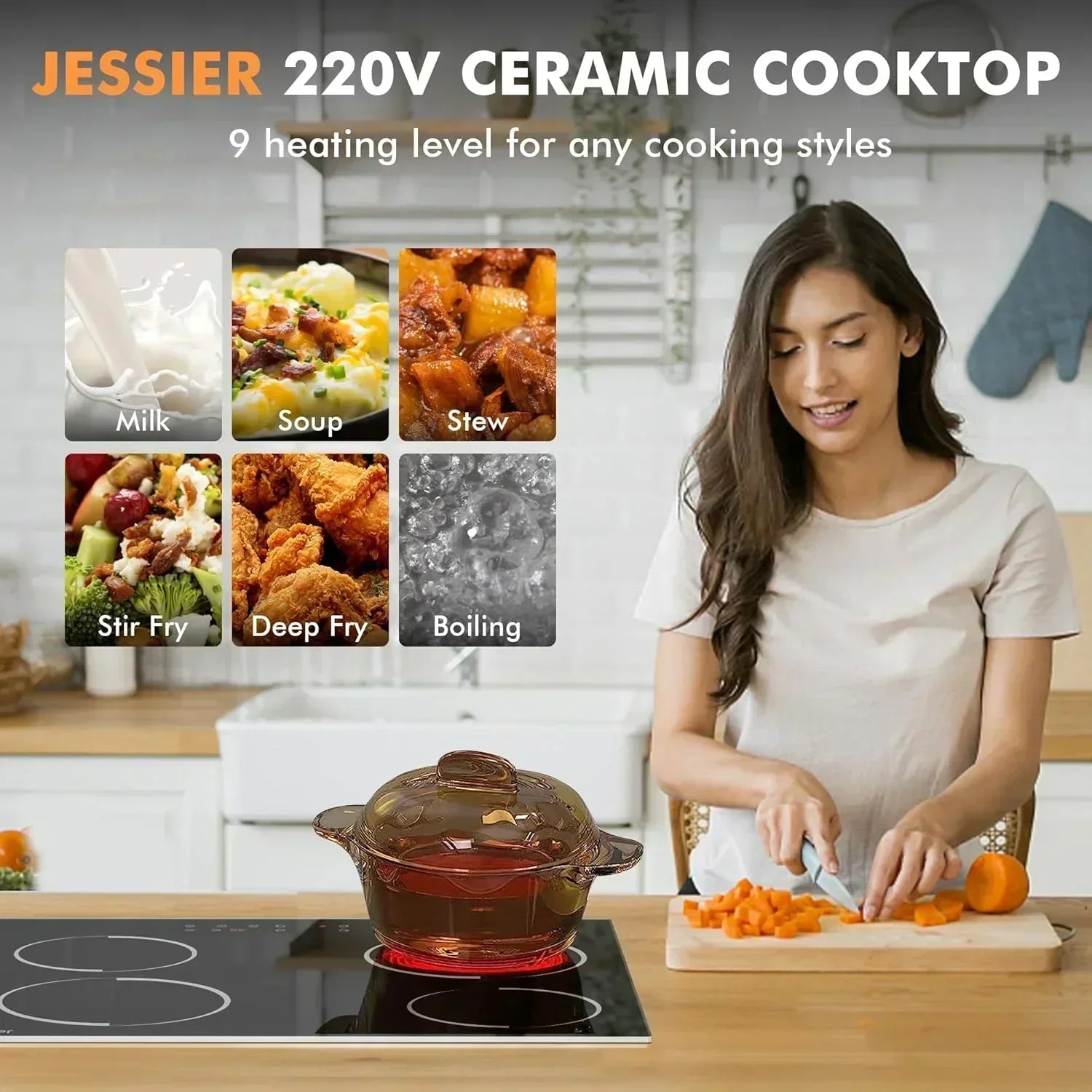 Electric Cooktop 30 Inch - 5 Burners Built-in Ceramic Cooktop 30 Electric Stove Top