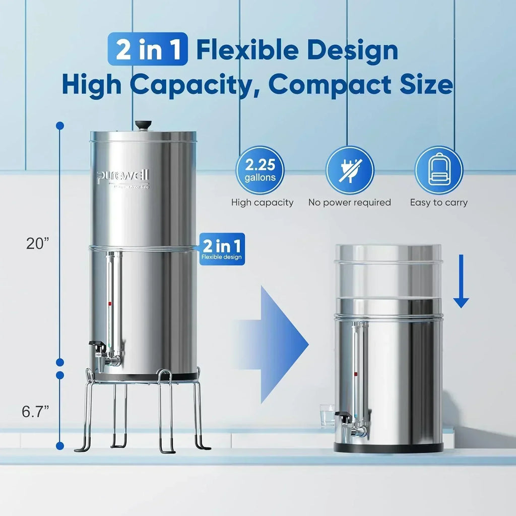 Purewell three-stage 0.01��m ultrafiltration gravity water filtration system 304