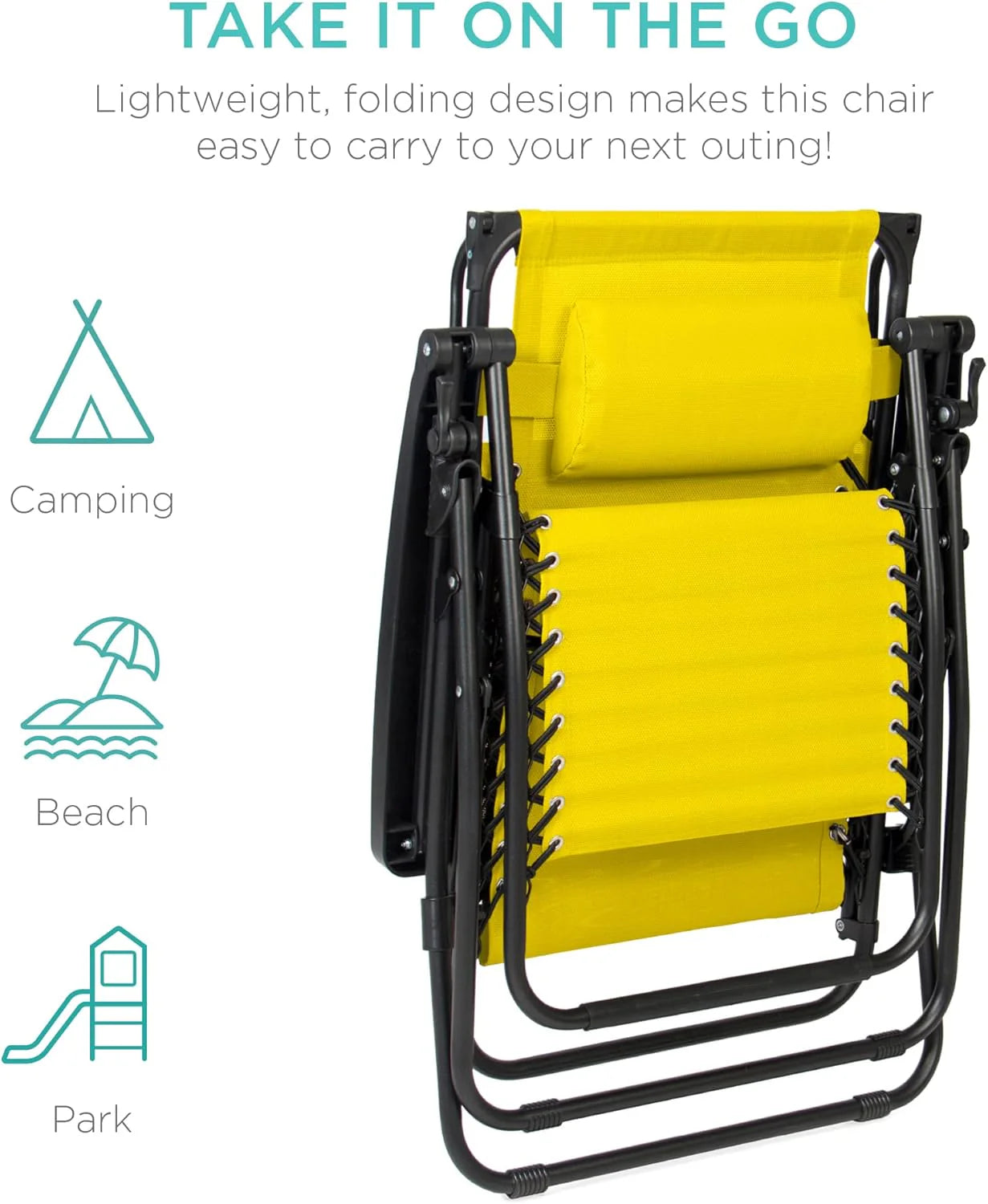 Best Choice Products Folding Zero Gravity Outdoor Recliner Patio Lounge Chair w/Adjustable Canopy Shade, Headrest, Side Accessory Tray, Textilene Mesh - Peacock Blue