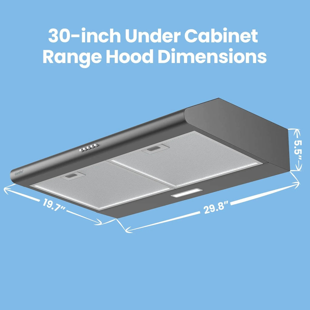 Comfee 30 Under Cabinet Ducted/Ductless Convertible Slim Vent Durable Stainless Steel Kitchen Reusable Filter