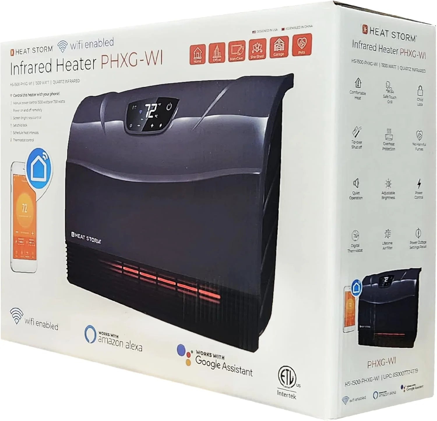 Heat Storm HS-1500-PHX-WIFI Infrared Heater, Wifi Wall Mounted