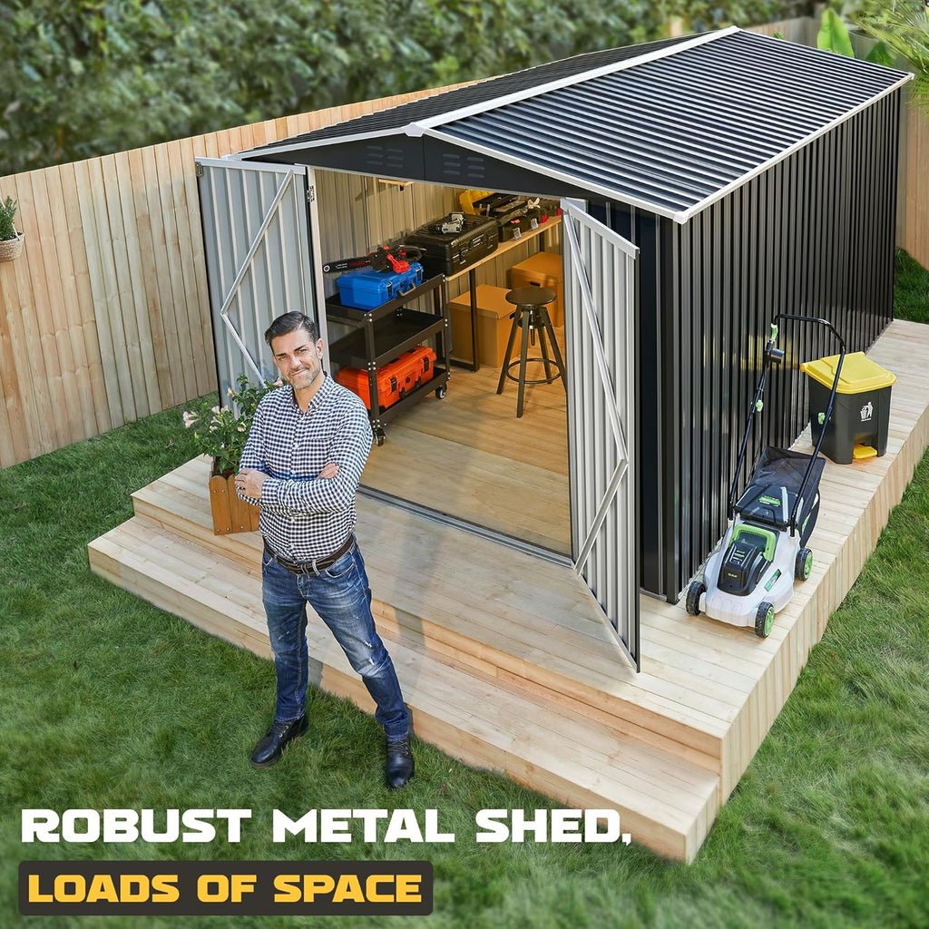 polar aurora 8x12 ft outdoor storage shed metal garden shed frame structure tool sheds