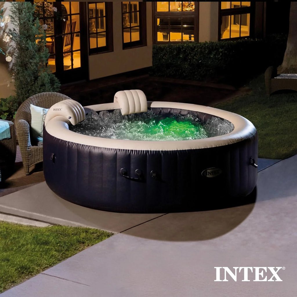 INTEX 28431EP PureSpa Plus Bubble Massage Inflatable Spa Set Includes Energy Efficient Spa Cover