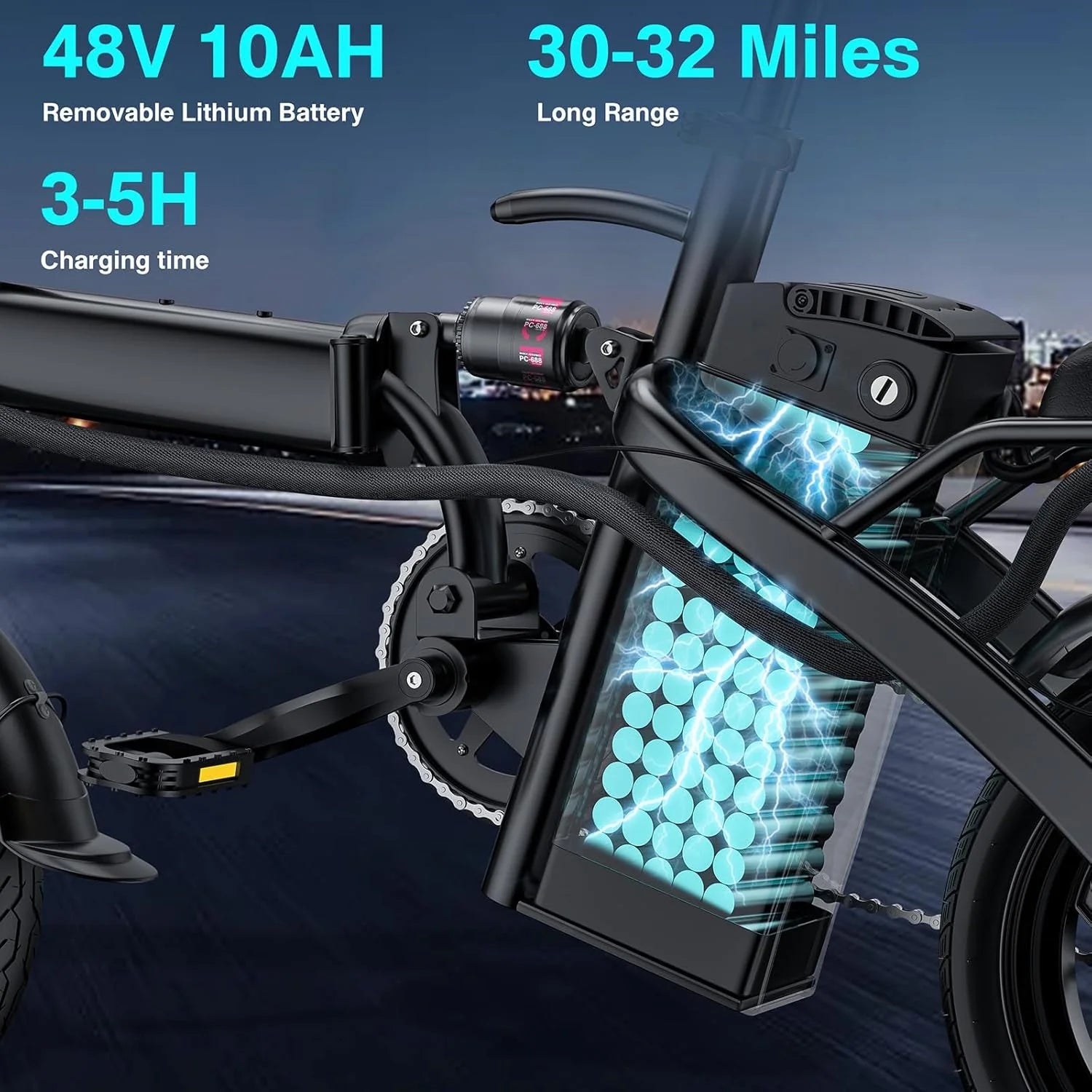 Electric Bike for Adults Teens Folding E-Bike Commuter City Foldable ebike Motor 48V 24MPH