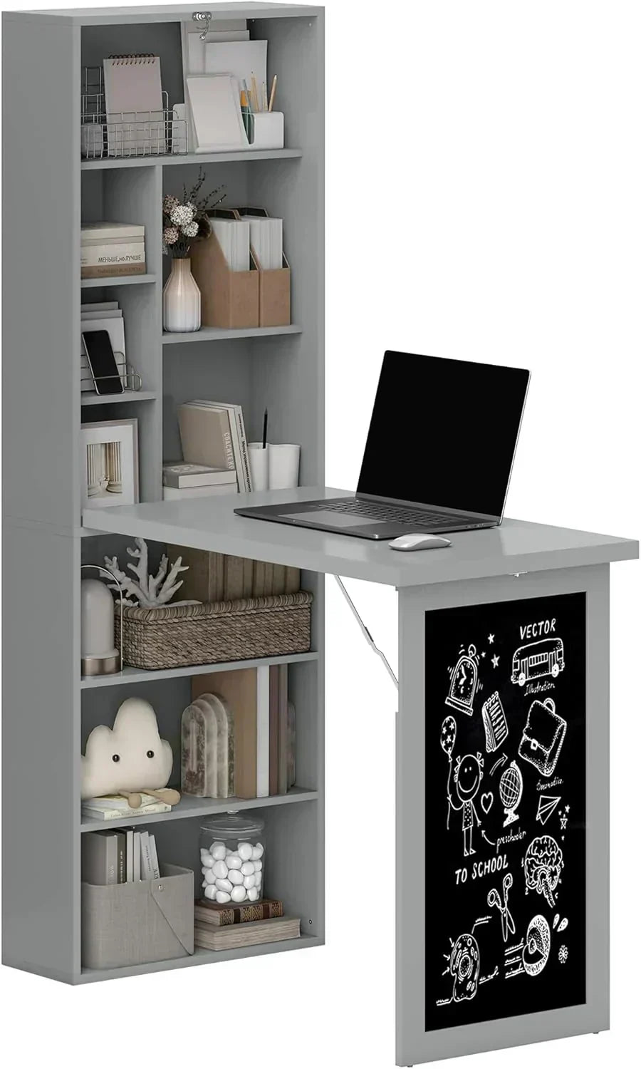 Folding convertible writing desk wall mounted desk cabinet multifunctional home workstation