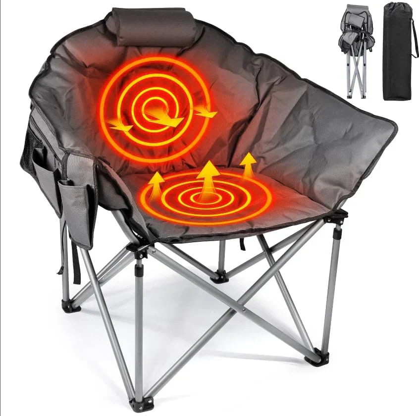 Heated Camping Chair Extra Large Heated Chair Outdoor Sports Chair with 3 Heat Levels on Back