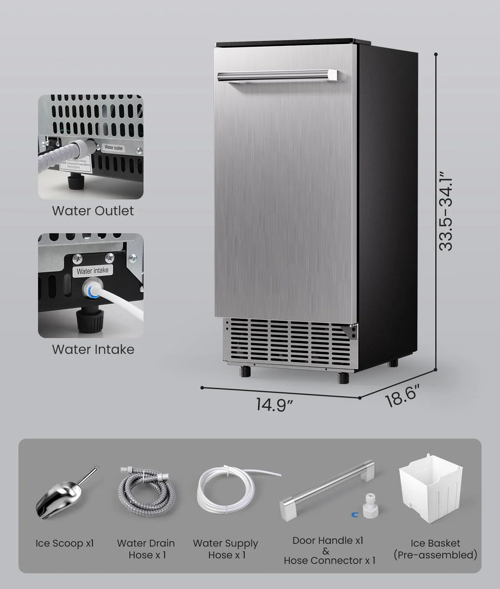 ecozy Portable Ice Maker Countertop, 9 Cubes Ready in 6 Mins, 26 lbs in 24 Hours, Self-Cleaning Machine