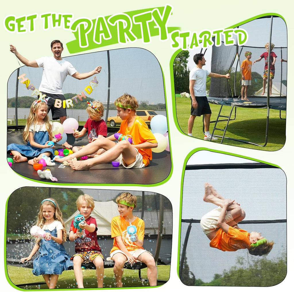 Gigu 10FT 12FT 14FT Recreational Trampolines with Enclosure Net and Ladder Anti-Rust Coating