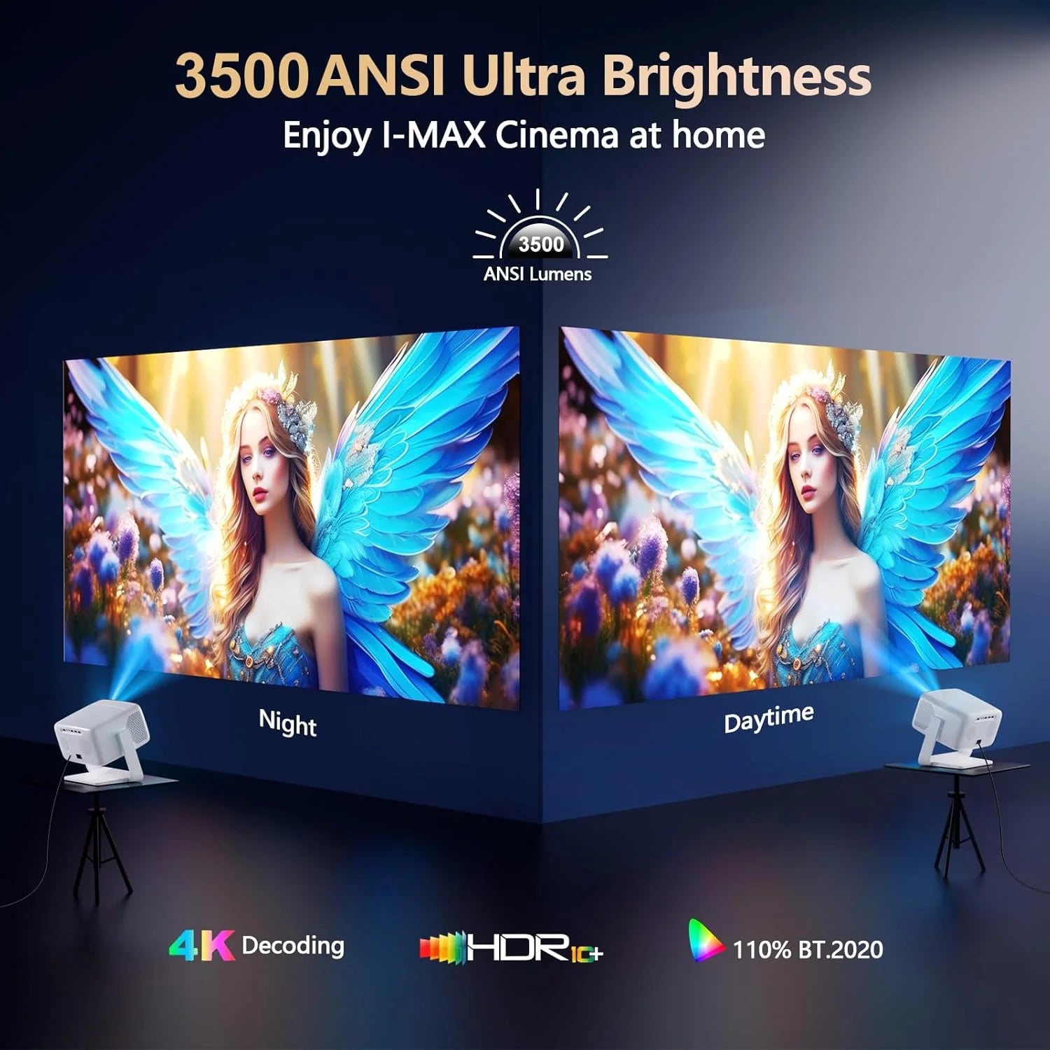 [3000+ Licensed Apps/Live TV/HDR10+/50W DoIby Audio] Smart 4K-Projector with WiFi