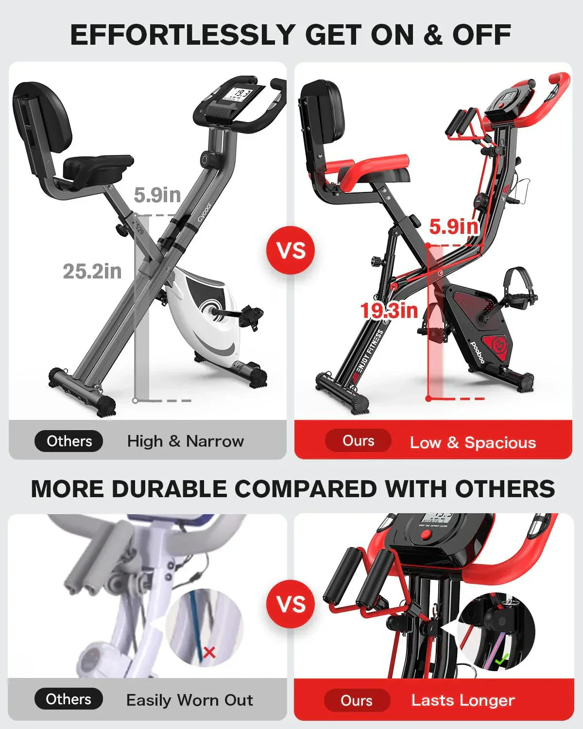 pooboo Folding Exercise Bike Foldable Fitness Stationary Bike Machine Upright Indoor Cycling Bike
