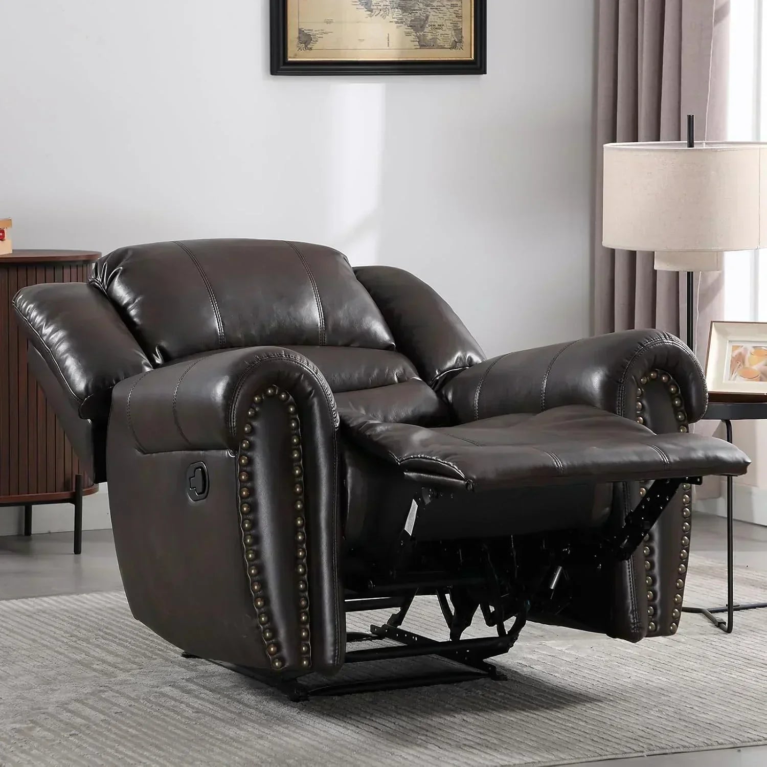 Leather recliner classic traditional manual recliner single sofa for living room