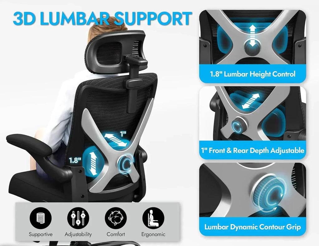 Office computer desk and chair gaming chair with lumbar support and headrest
