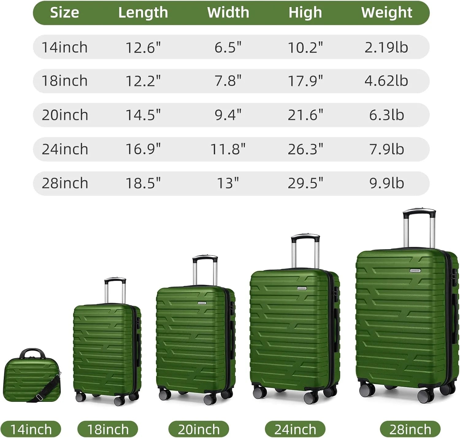 Luggage 6-piece hardshell expandable suitcase lightweight travel carry-on luggage set