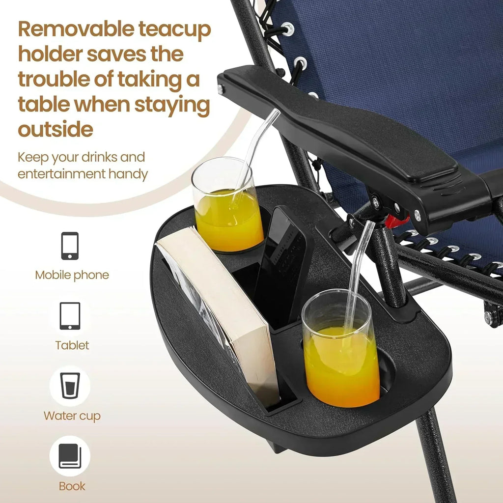 3PCS Zero Gravity Recliner Portable Outdoor Reclining Chair Set Side Table Lounge Chairs