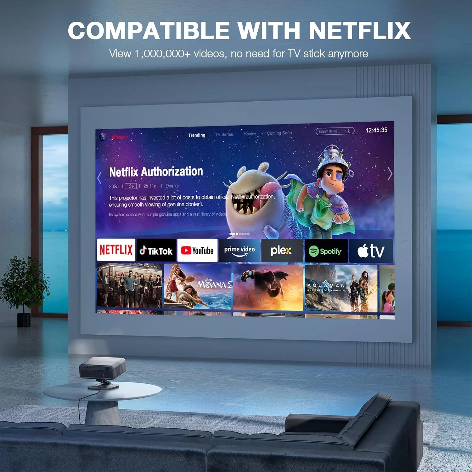 [Officially-Licensed APP & 2500 ANSI] 4K Projector with WiFi and Bluetooth,TOF Real-Time