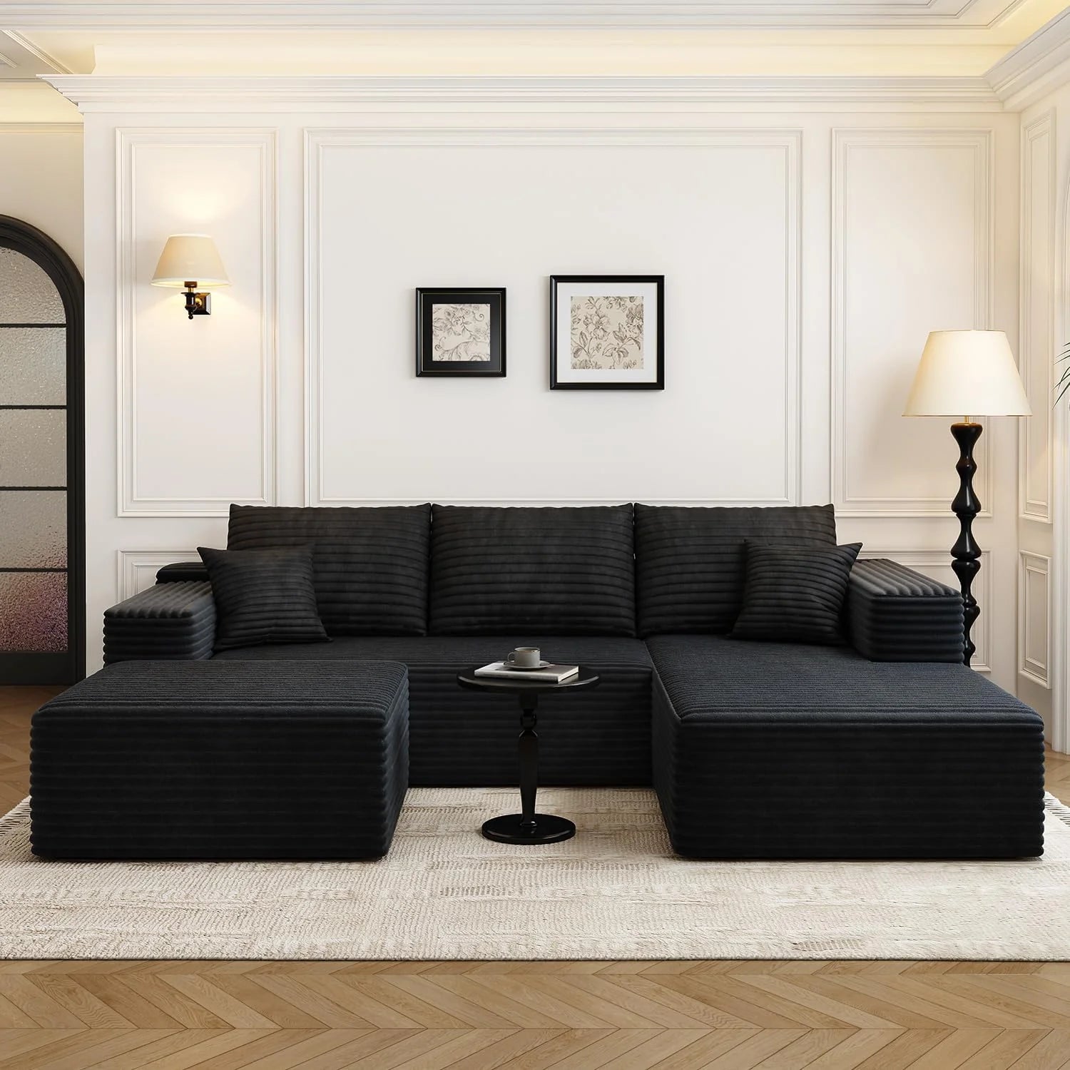 107.5 Cloud Modular Sectional Sofa Couch with L-Shape Chaise,Modern Minimalist Upholstered Couches