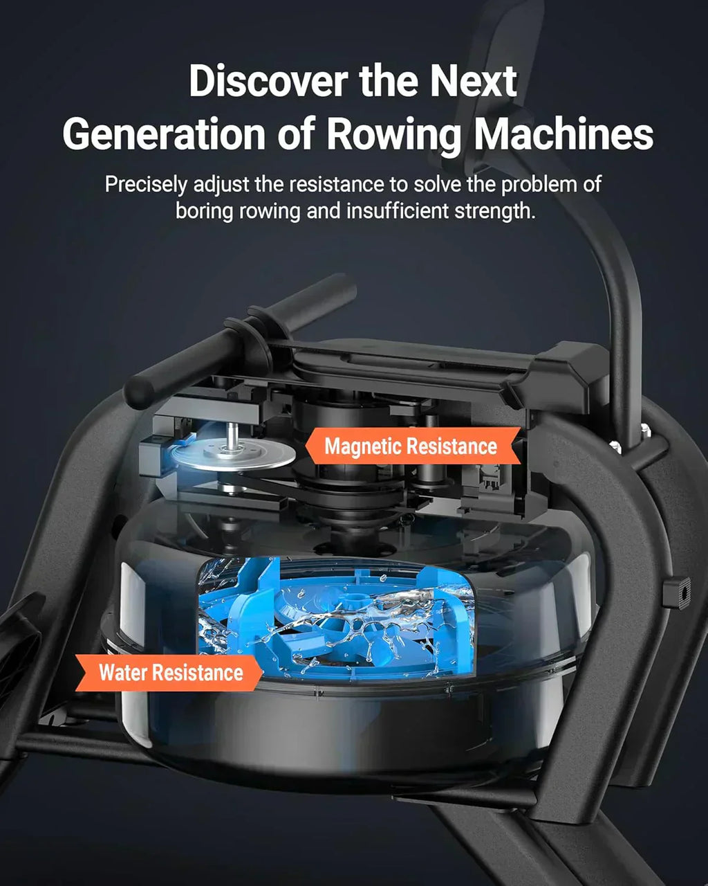 Merachi household rowing machine silent resistance dual-slide design