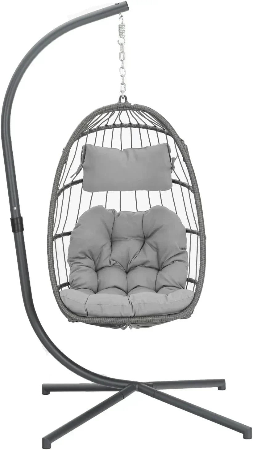 Yechen Indoor Outdoor Egg Hanging Chair Stand Patio Wicker Swing Egg Chair Swinging Chair