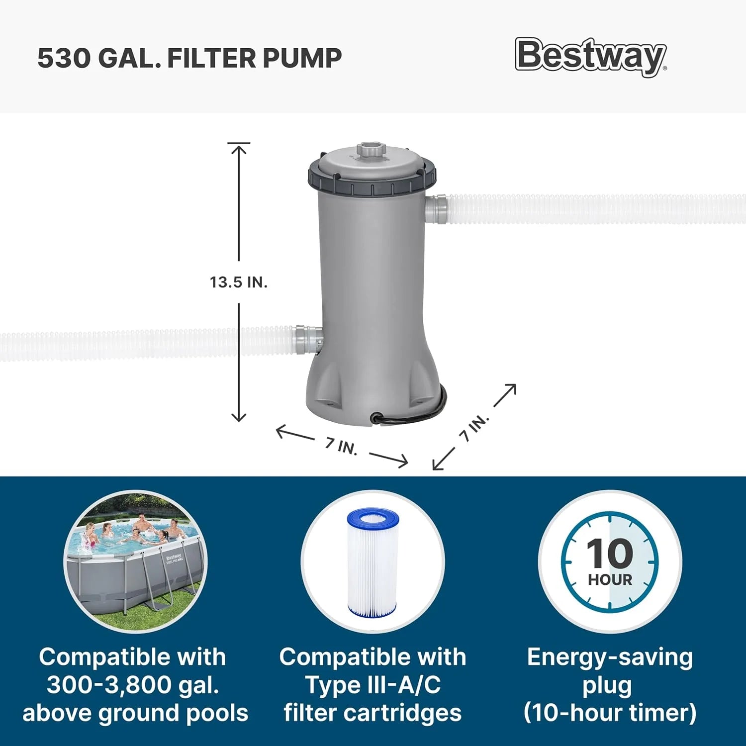 Power Steel 14' x 8'2 x 39.5 Oval Above Ground Pool Set | Includes 530gal Filter Pump, Ladder, ChemConnect Dispener