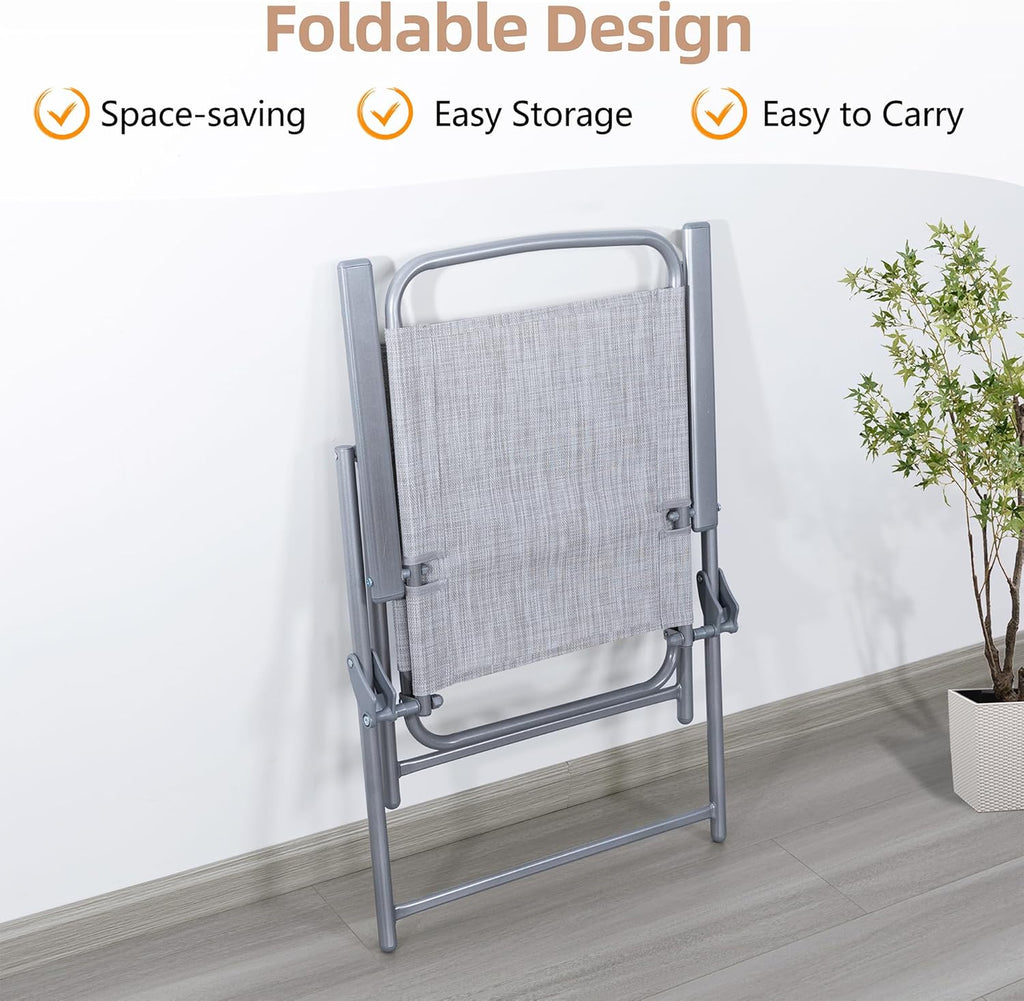 Vongrasig 6 Piece Folding Patio Dining Set Small Metal Outdoor Garden Patio Table and Chair Set