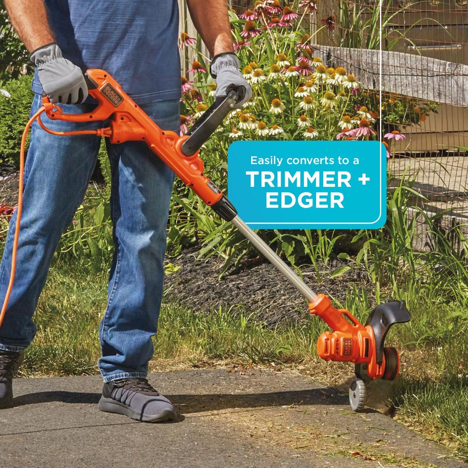 BLACK+DECKER 3-in-1 Corded Lawn Mower String Trimmer Edger 12-Inch