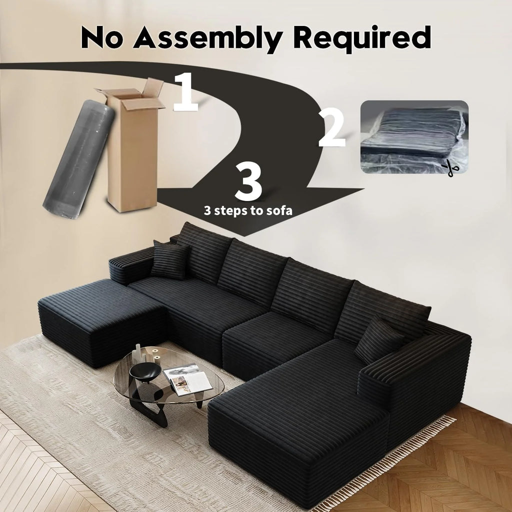 107.5 Cloud Modular Sectional Sofa Couch with L-Shape Chaise,Modern Minimalist Upholstered Couches