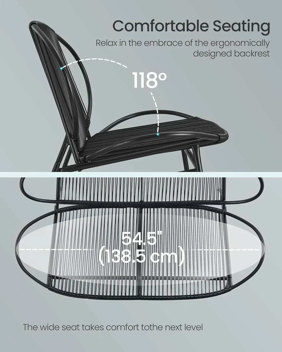 Outdoor Settee 2-Seat Garden Furniture with Backrest PE Rattan