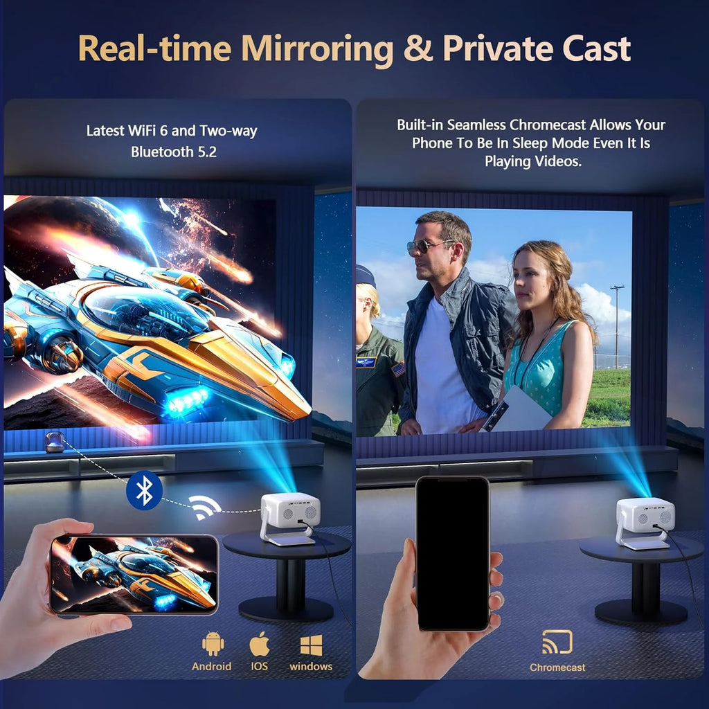 [3000+ Licensed Apps/Live TV/HDR10+/50W DoIby Audio] Smart 4K-Projector with WiFi