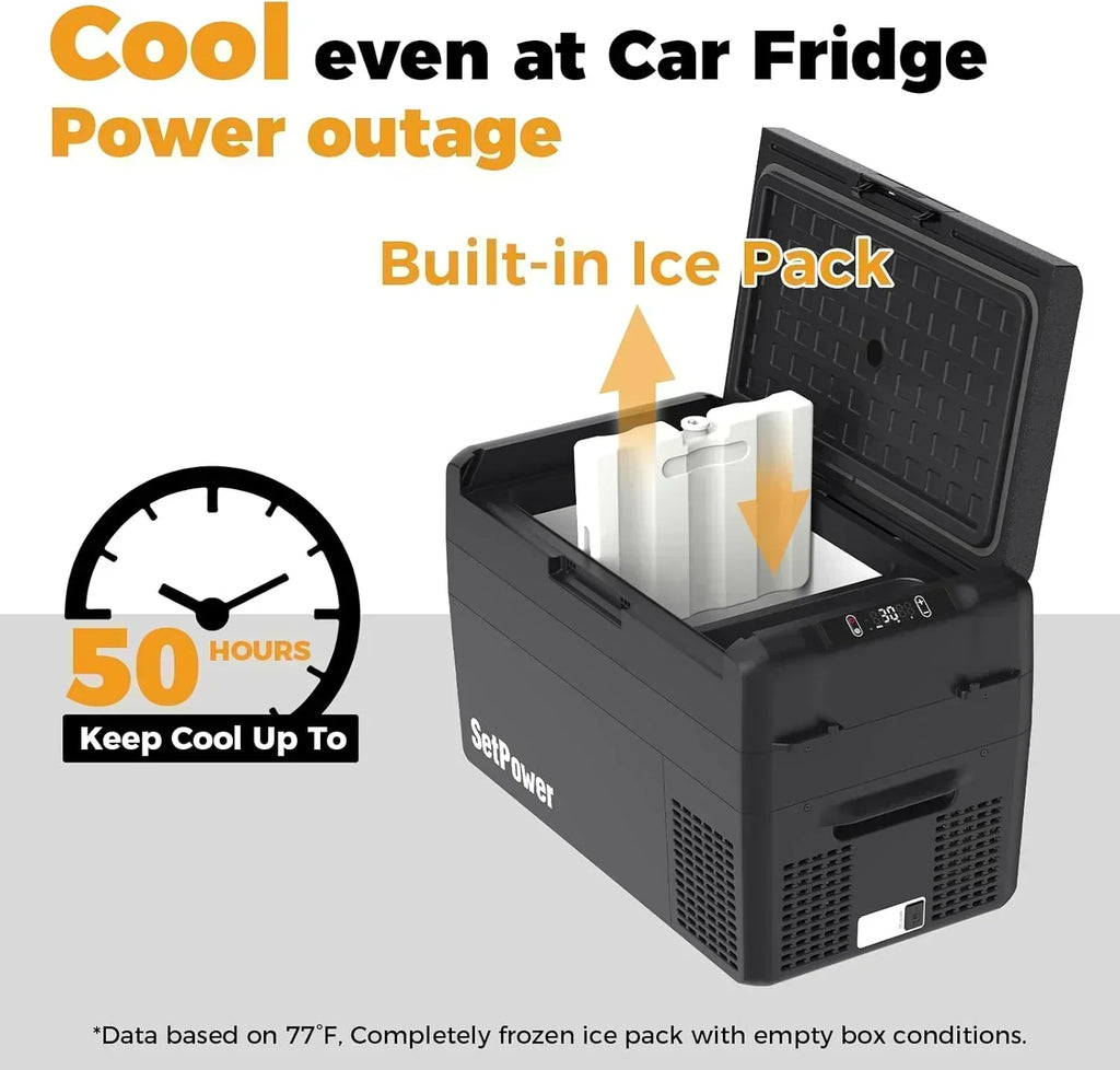 12V Refrigerator 21 Quart Portable Freezer 50 Hours Keep Cool Electric Cooler Car Refrigerator