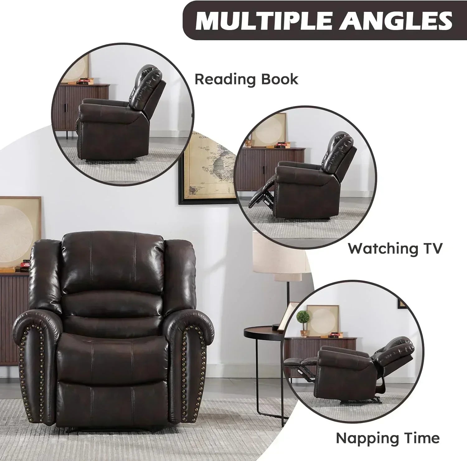 Leather recliner classic traditional manual recliner single sofa for living room