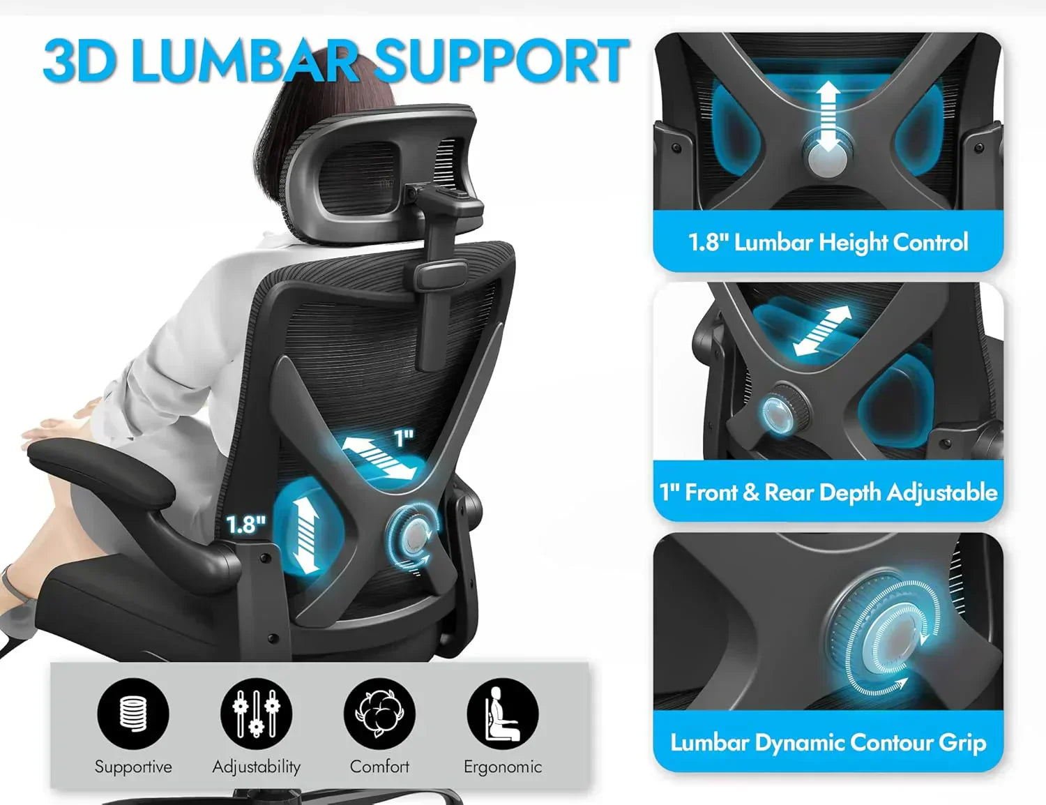 Office computer desk and chair gaming chair with lumbar support and headrest