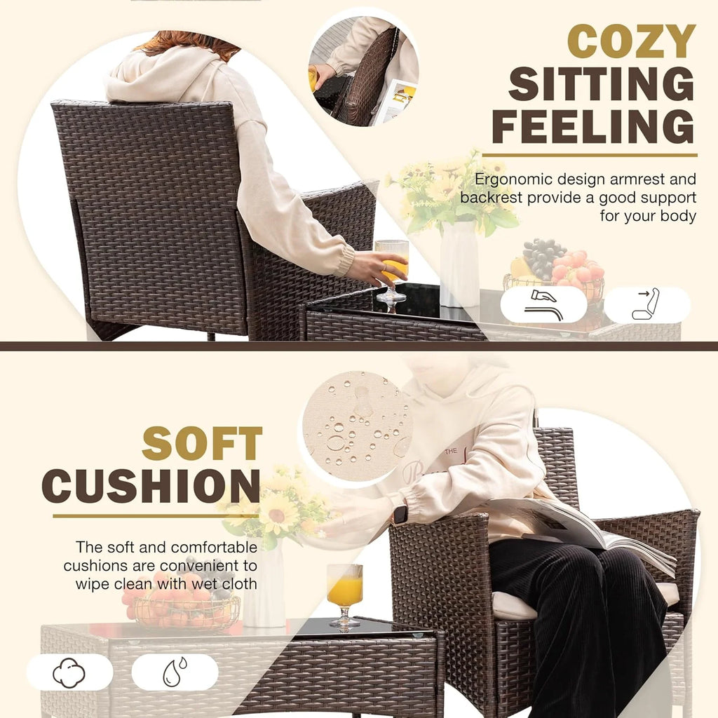 Homall 4 Pieces Outdoor Patio Furniture Sets Rattan Chair Wicker Set, Outdoor Indoor Use Backyard Porch Garden Poolside Balcony Furniture Sets (Grey)