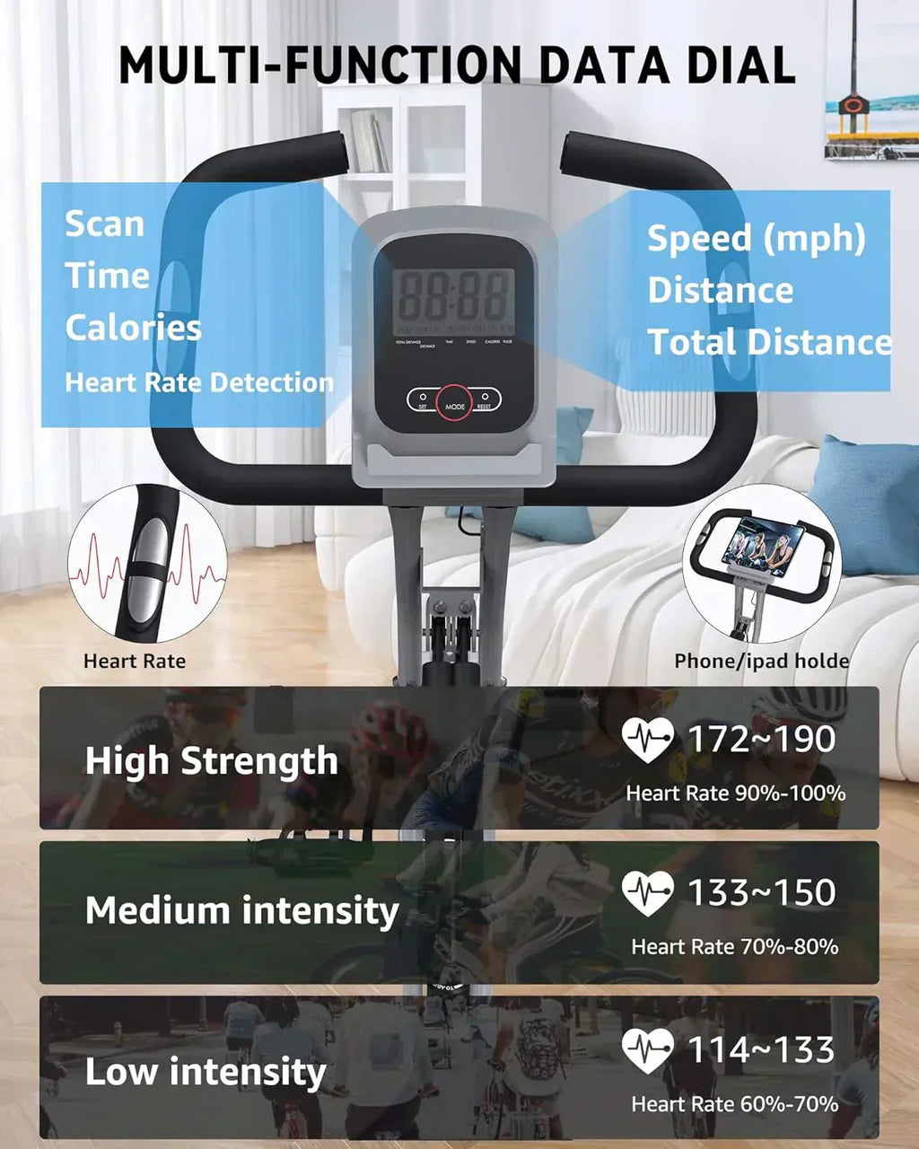 Foldable Exercise Bike Stationary Bikes  5 IN 1 Indoor Workout Cycling Bike Quiet Magnetic Resistance