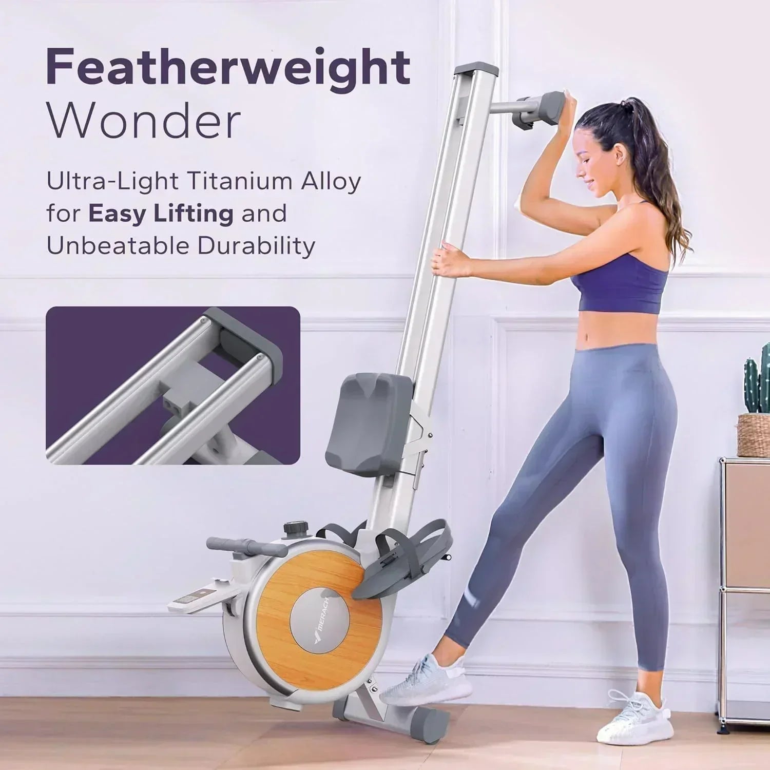 Merachi household rowing machine silent resistance dual-slide design