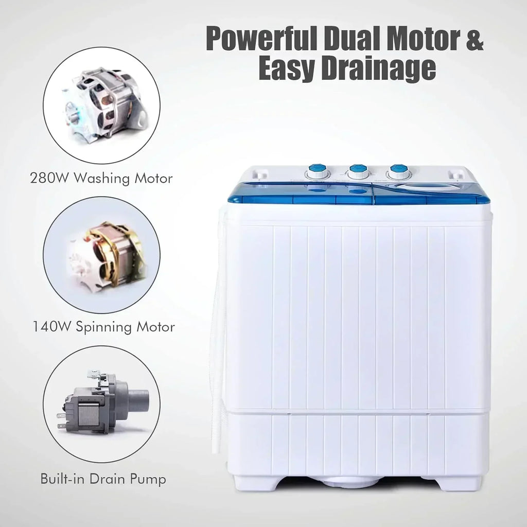 COSTWAY Double Tub 26 lb Capacity Laundry 18 lb 8 lb Spin Combo Drain Pump Washing Machine