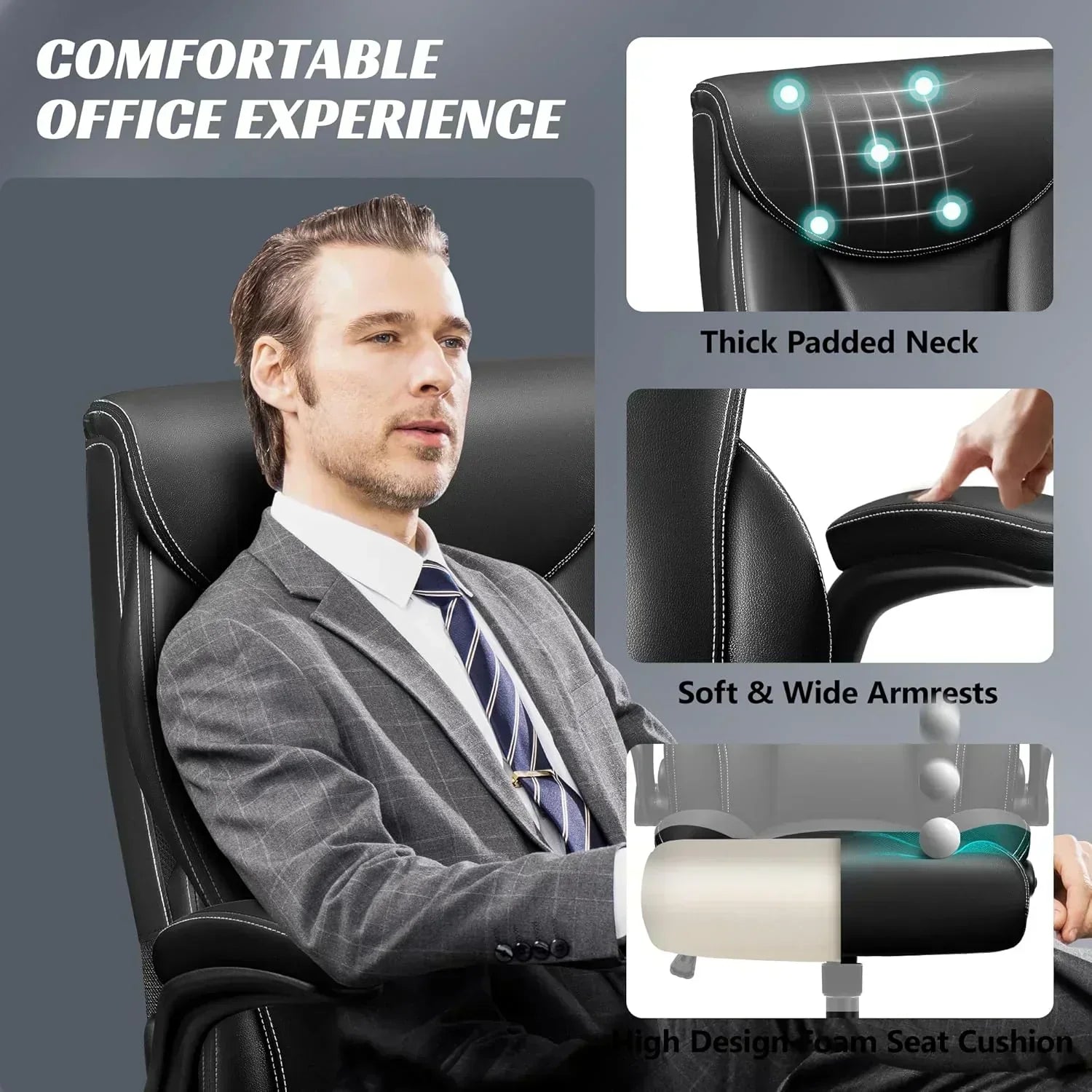 Office Chair Large High-Foot Computer Desk Chair Chair Lumbar Support Rotating Computer Chair