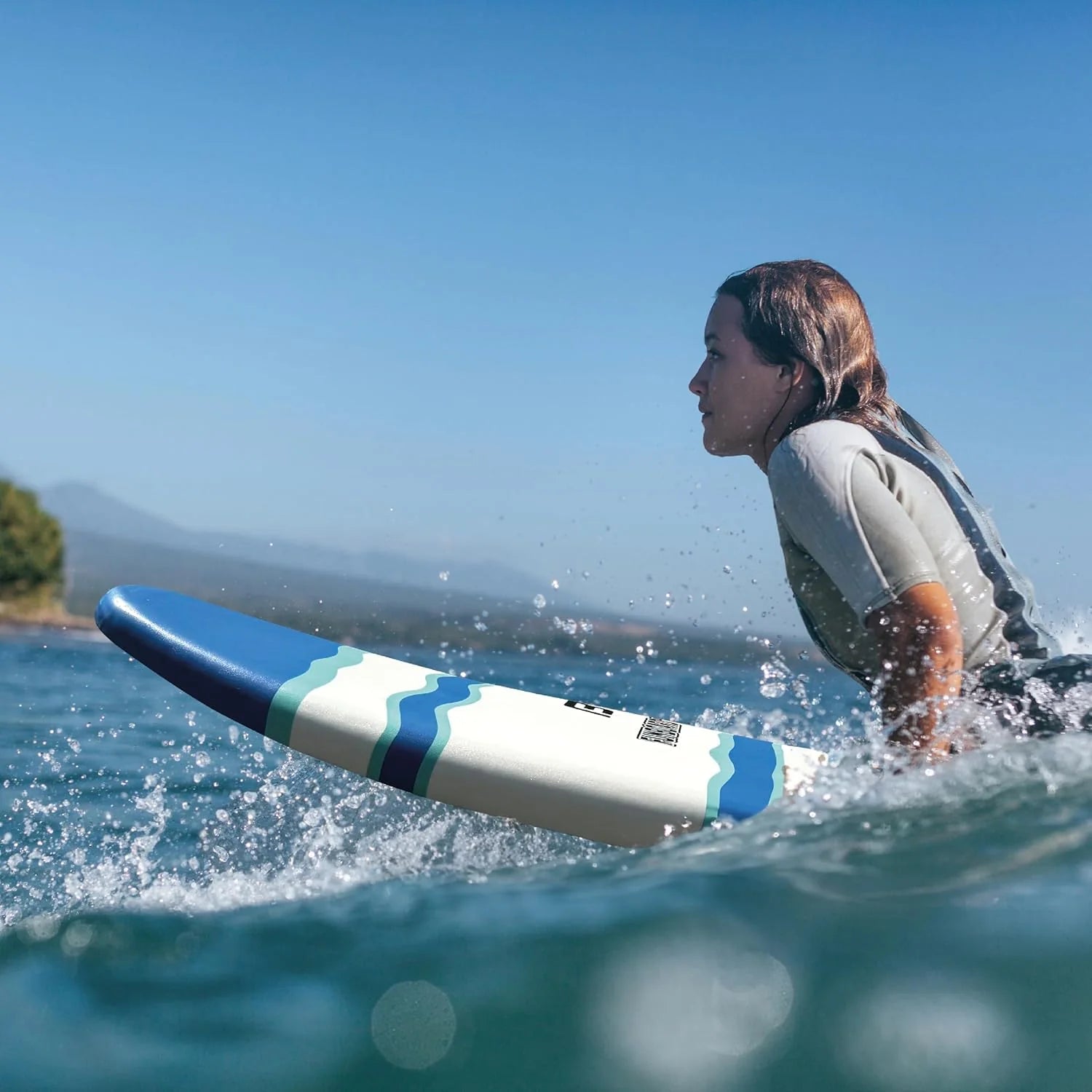6 FUNBOARD Surfboard Softboard Foam Include (3) Fins 6 Foot Leash and (2) Wood Stringers