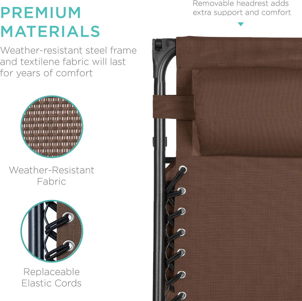Best Choice Products Folding Zero Gravity Recliner Patio Lounge Chair Adjustable Canopy Shade