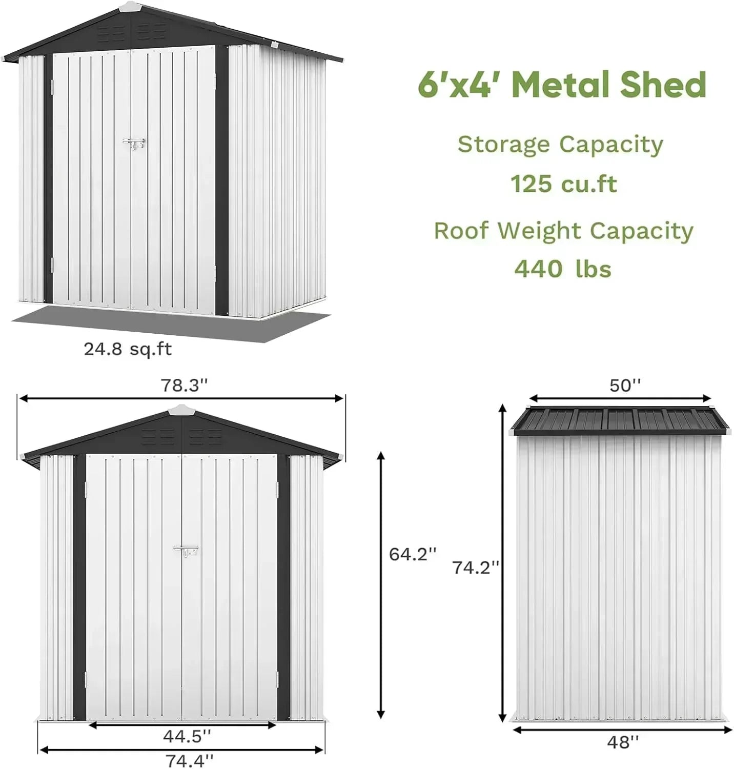 Patiowell 5x3 FT Outdoor Storage Shed Tool Shed with Sloping Roof and Lockable Door Metal Shed