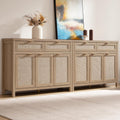 SICOTAS Rattan Sideboard Buffet Cabinet with Storage Boho Credenza Accent Cabinet with 3 Doors